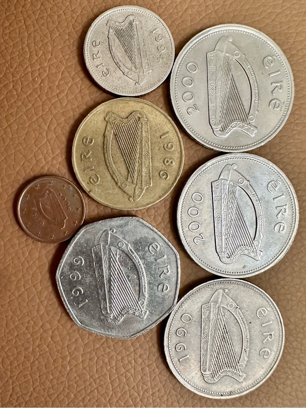 7 Ireland Coin Lot - Vintage Decimal Punt Coins
